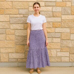 Talbots Purple Sand Dollar Tie Dye Silk Blend Maxi Skirt Sz. 16